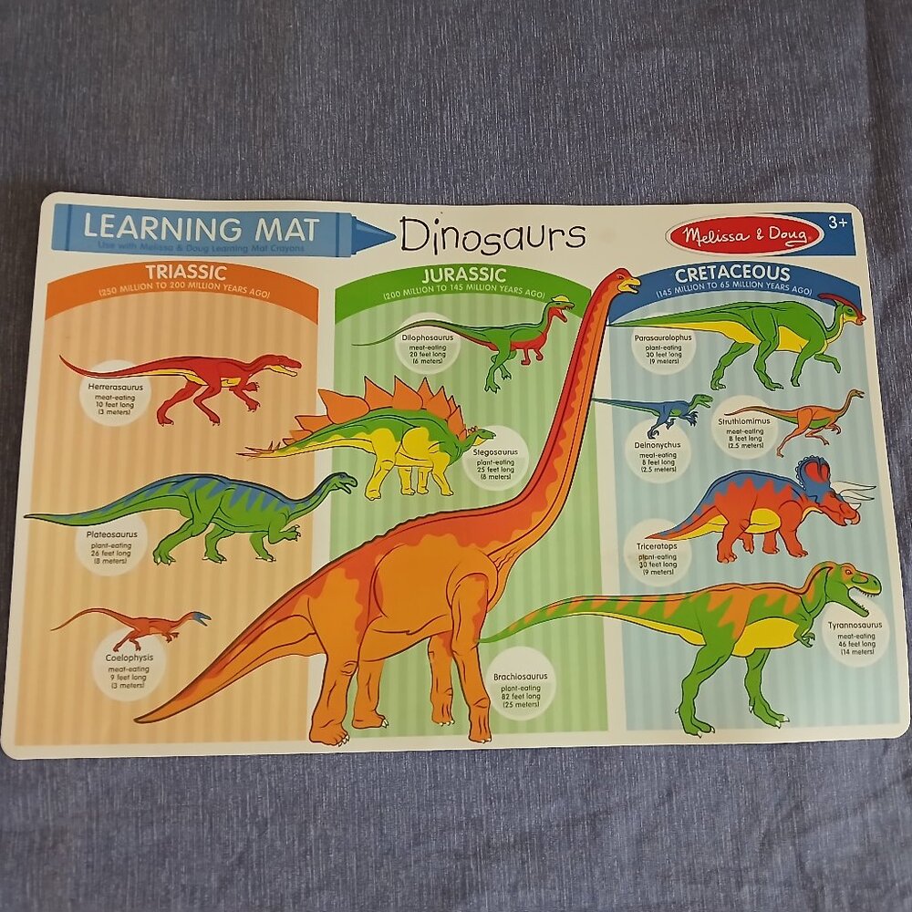 Melissa & Doug Learning Mat Color Dinosaurs # 5002 New